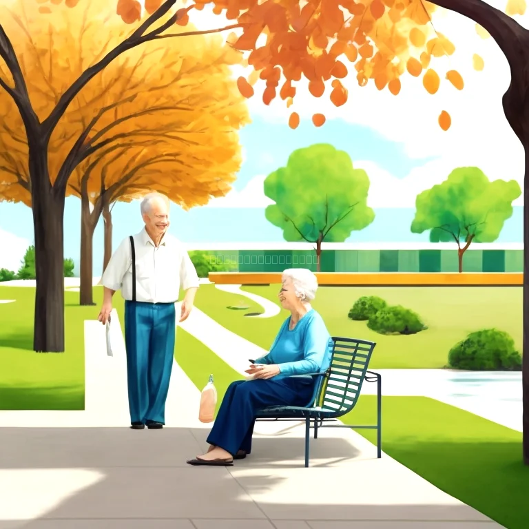 庭園でリラックスするシニア